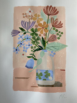 Collage "Lucky clover" av Maria C Bernhardsson. Orginal utan ram. 70x50cm.
