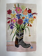 Collage "Howdy! / Swedish summer" av Maria C Bernhardsson. Orginal utan ram. 70x50cm.