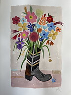 Collage "Howdy! / Swedish summer" av Maria C Bernhardsson. Orginal utan ram. 70x50cm.