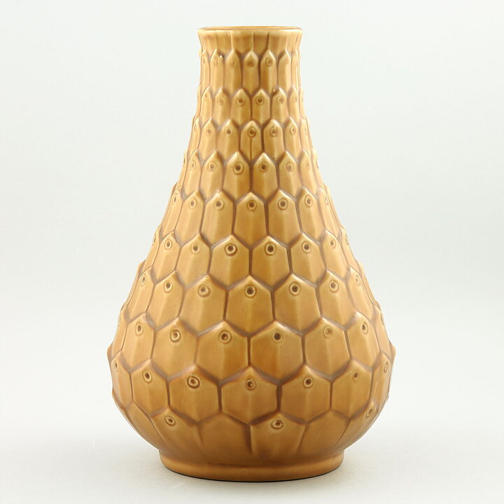 エワルド・ダールスコーグ  茶色のベース  コーン型の浮彫装飾  24cm  1940年代
