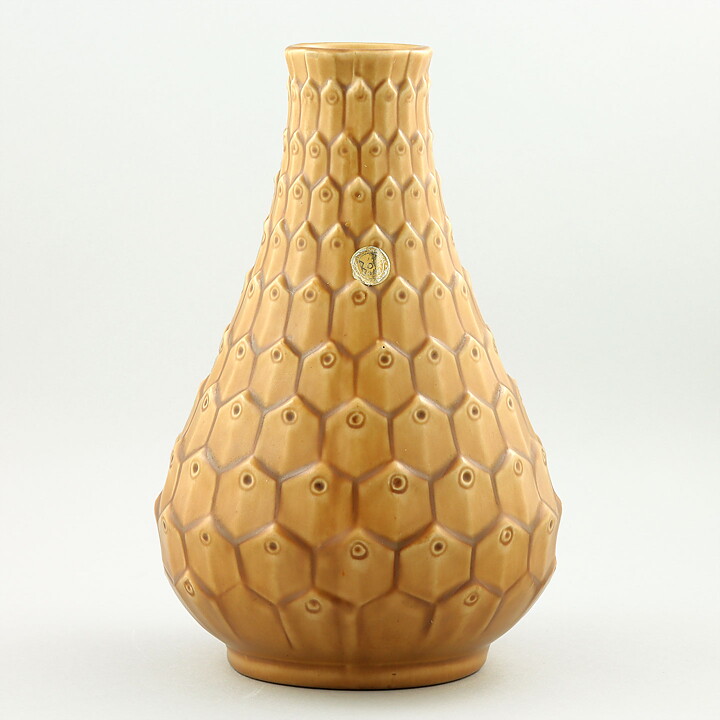 エワルド・ダールスコーグ  茶色のベース  コーン型の浮彫装飾  24cm  1940年代