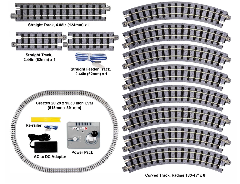 Narrow-Gauge UNITRACK Oval Track Set with Kato Power Pack Standard SX