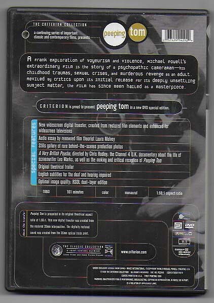 Peeping Tom DVD Criterion Collection