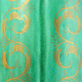 Wilhelm Kåge (1924) Green Organic Vase with Golden Decor 22 cm 