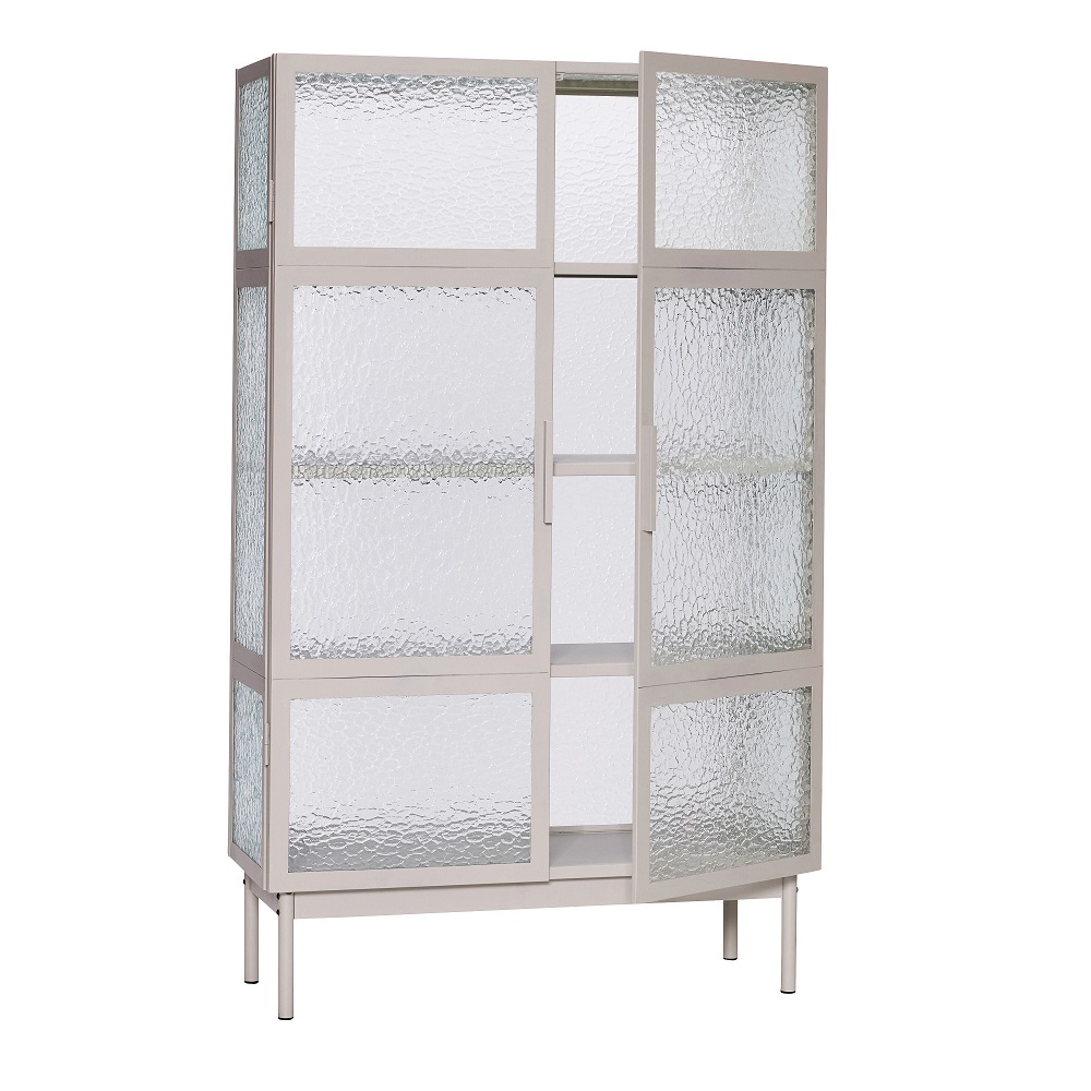 Vitrinskåp PLEX grå glas sidor Hubsch - 2