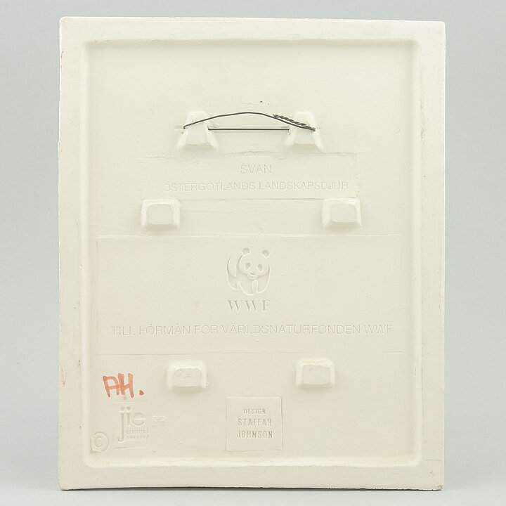 Staffan Johnson (Province Animals 1980s) White Wall Plaque with Swan Motif 20 cm  [Sample Images]