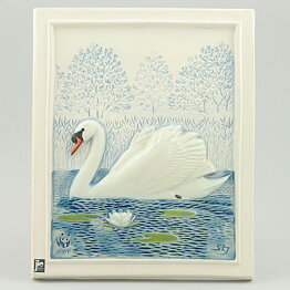 Staffan Johnson (Province Animals 1980s) White Wall Plaque with Swan Motif 20 cm  [Sample Images]