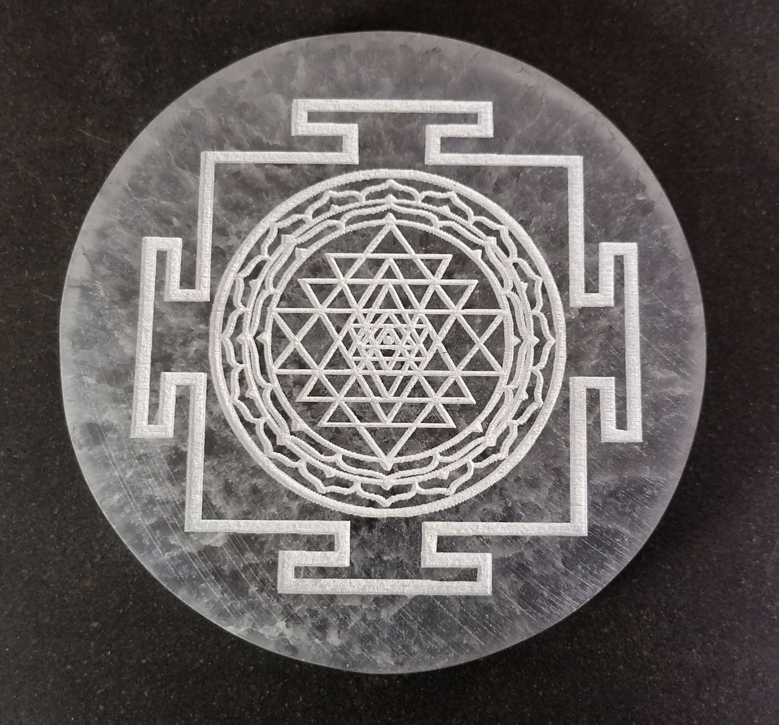Selenit laddningsplatta - Sri Yantra