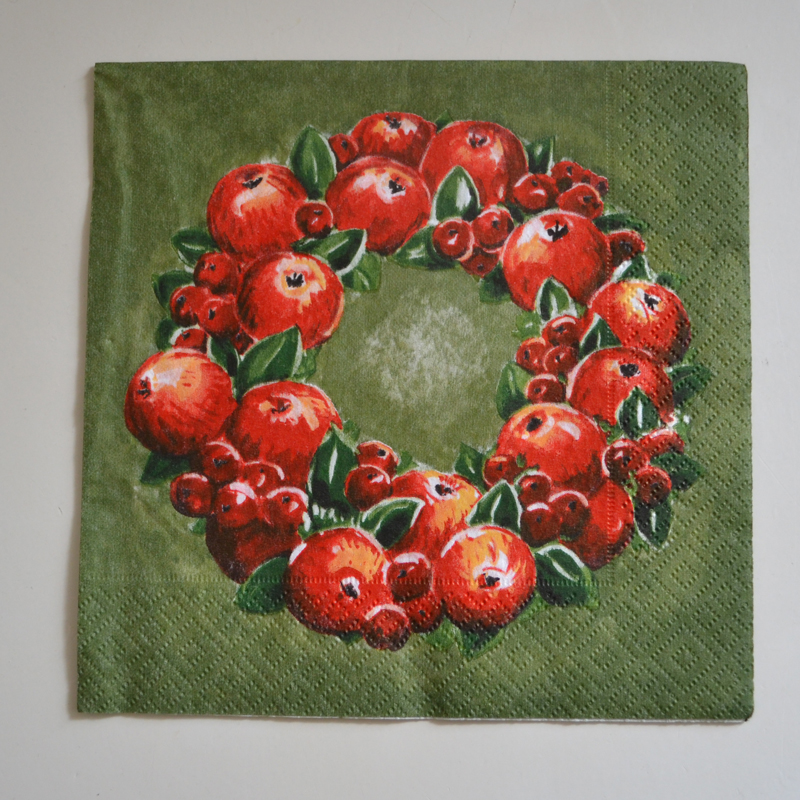 Decoupage servett - äppelkrans