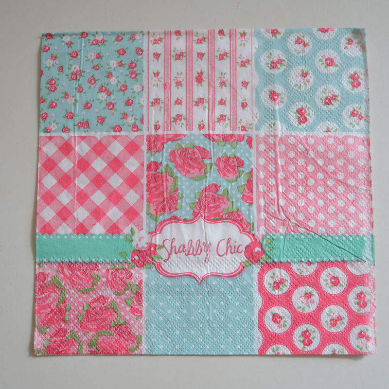 Decoupage servett - Shabby Chic blå och rosa