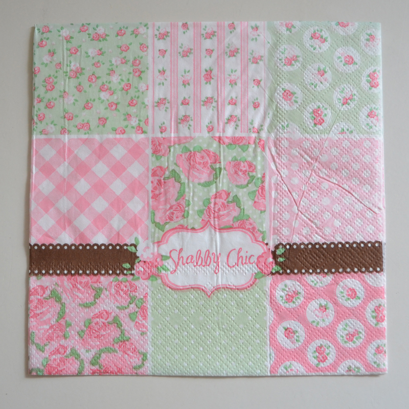 Decoupage servett - Shabby Chic grön och rosa