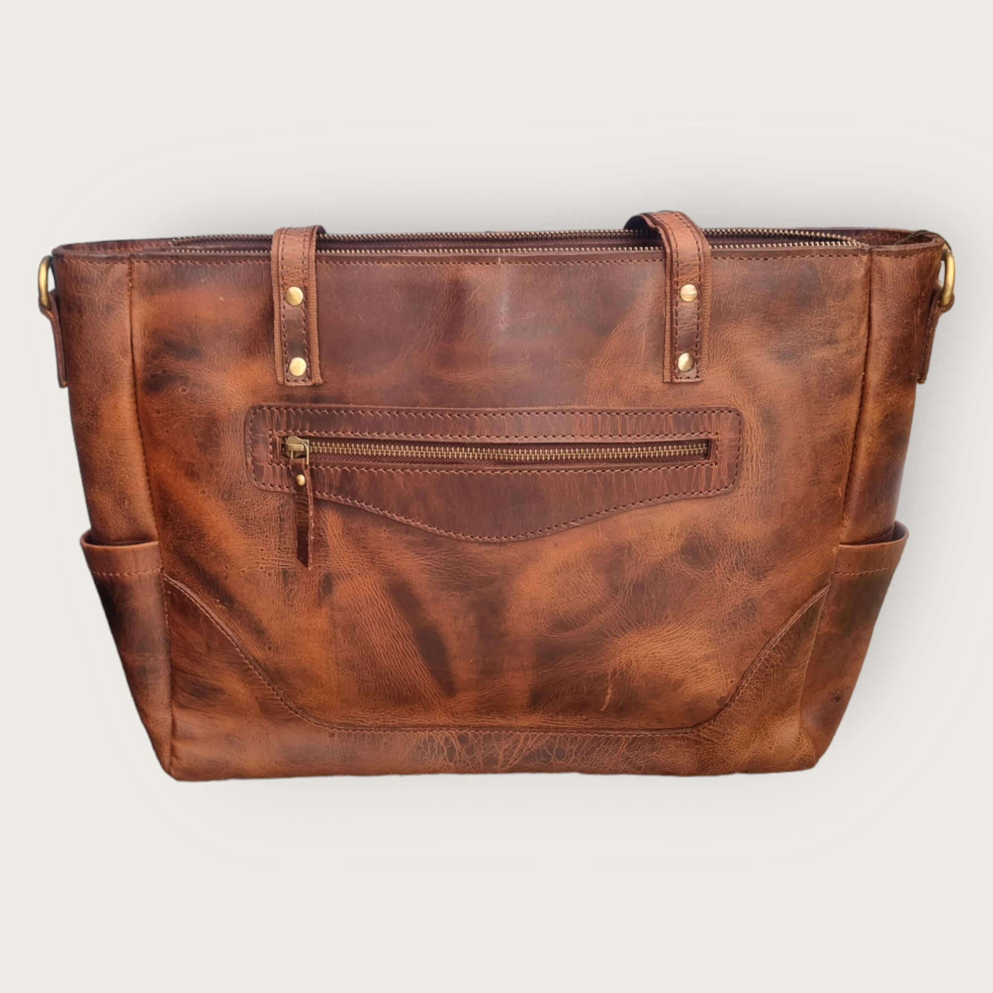 Rustic leather computertote - 2