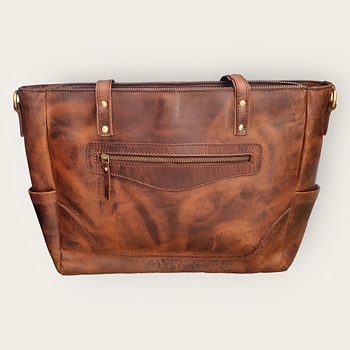 Rustic leather computertote