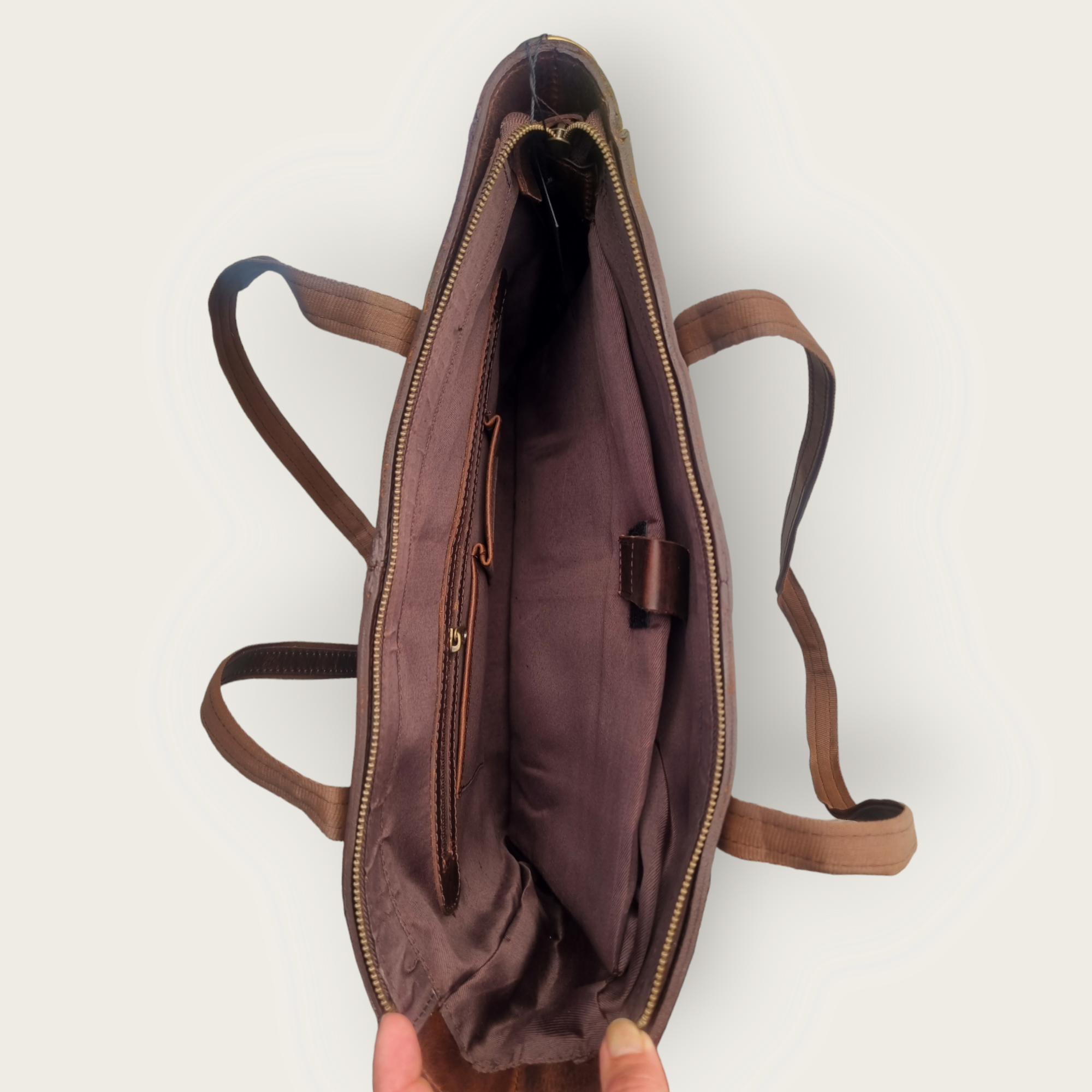 Rustic leather computertote - 4