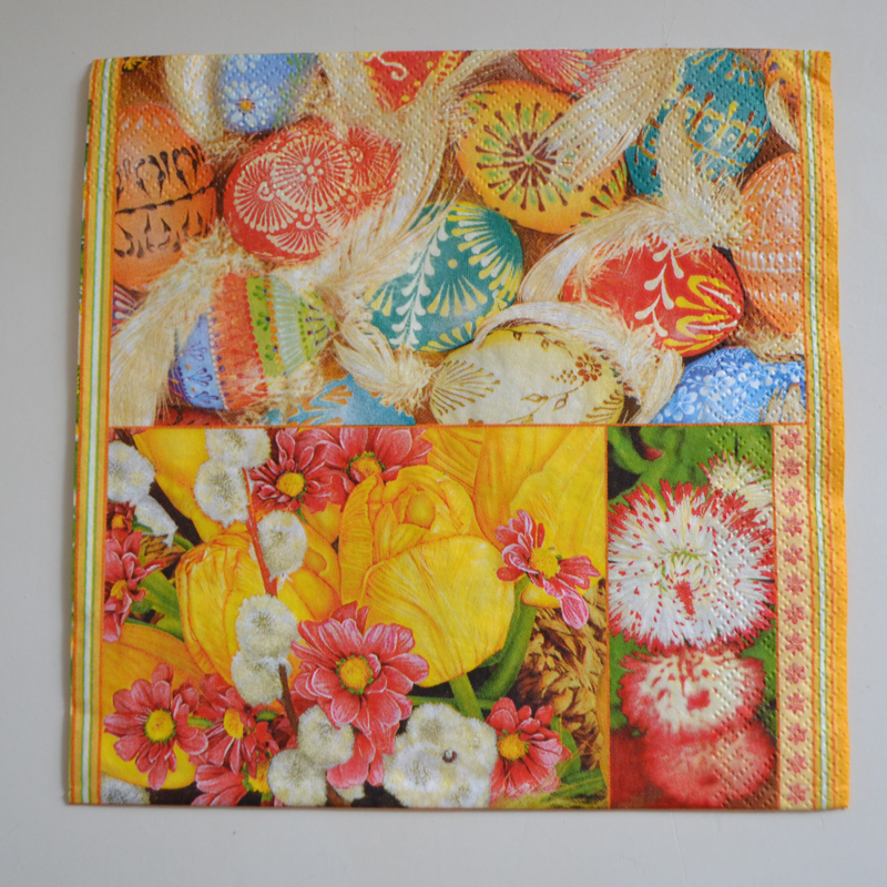 Decoupage servett - kyckling och påskägg