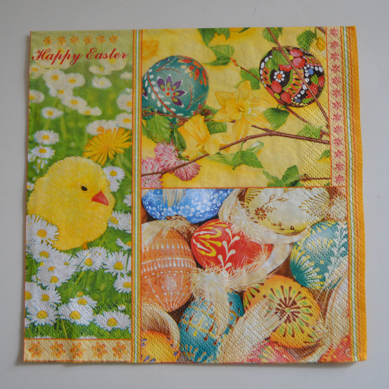 Decoupage servett - kyckling och påskägg