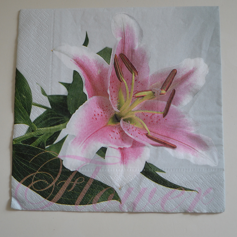 Decoupage servett - Rosa lilja