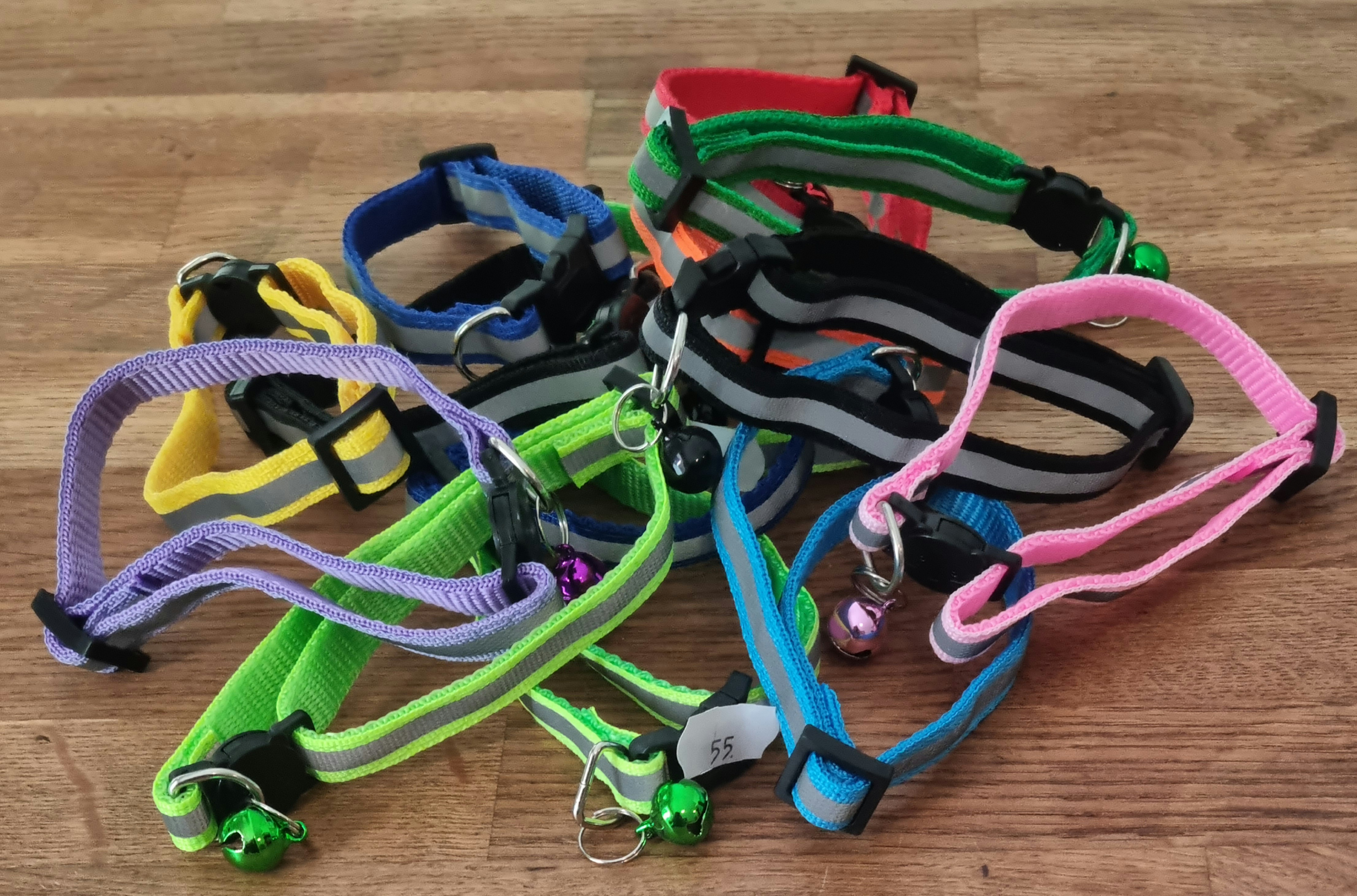 Katthalsband med reflex, 4 st blandade färger