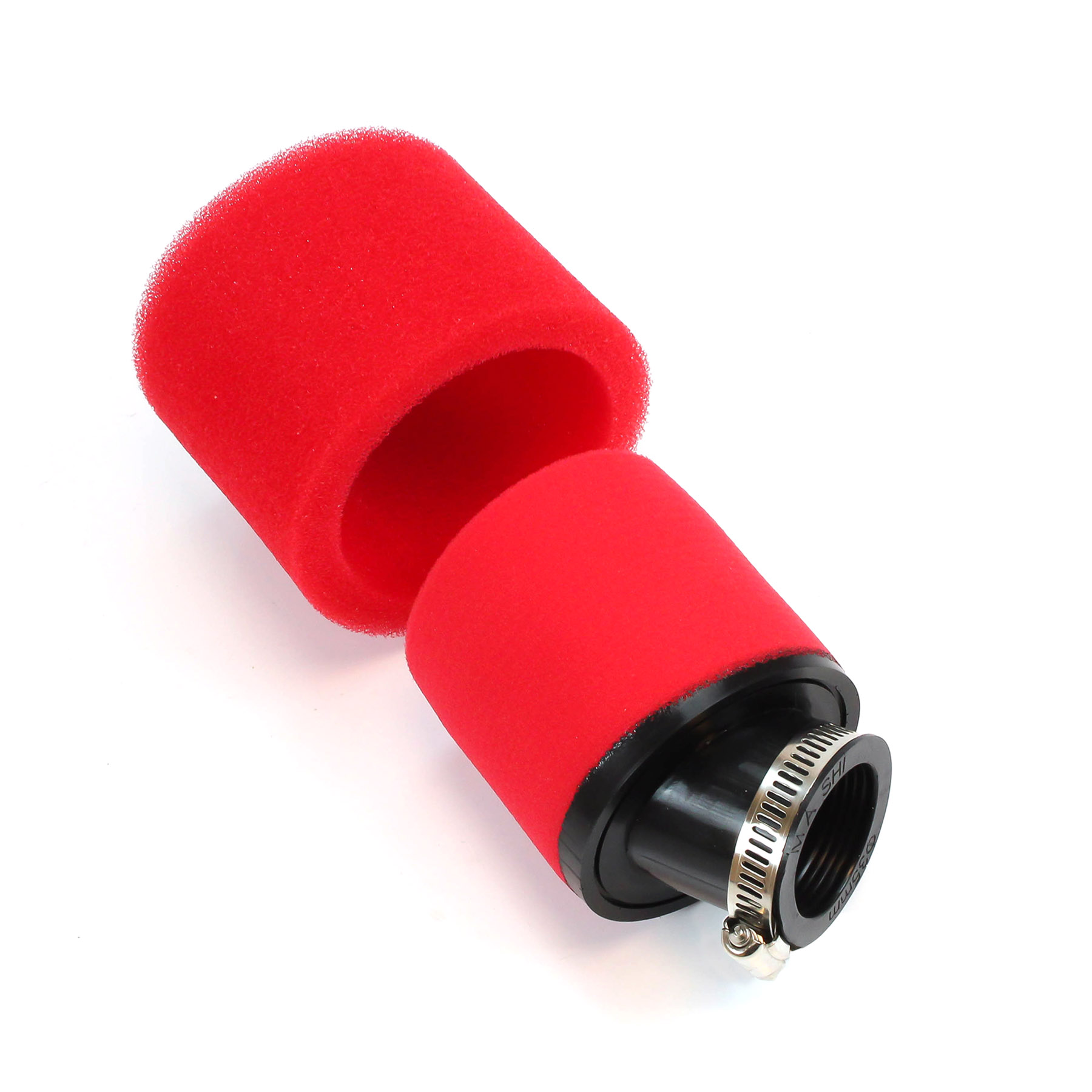 Luftfilter universal, vinklet tilkobling, 42 mm, rødt skumfilter - 2