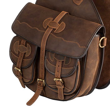 Dubbel sadelväska Pool´s, oljad nubuck