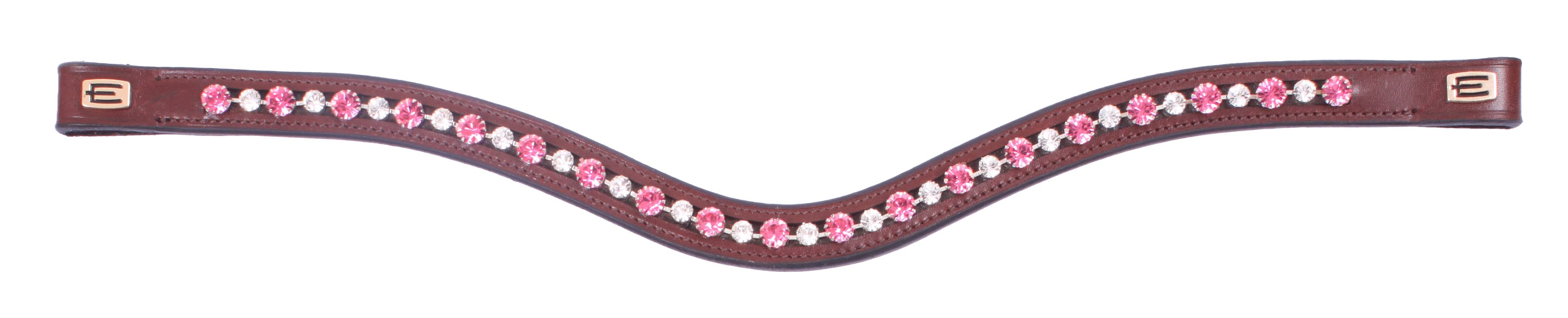 Pannband by Equalityline brunt med rosa/ vit kristall och  mässingslogga
