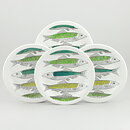 Marianne Westman (My Garden 1960) Four Plates with Green/Yellow Fish Decor 18 cm