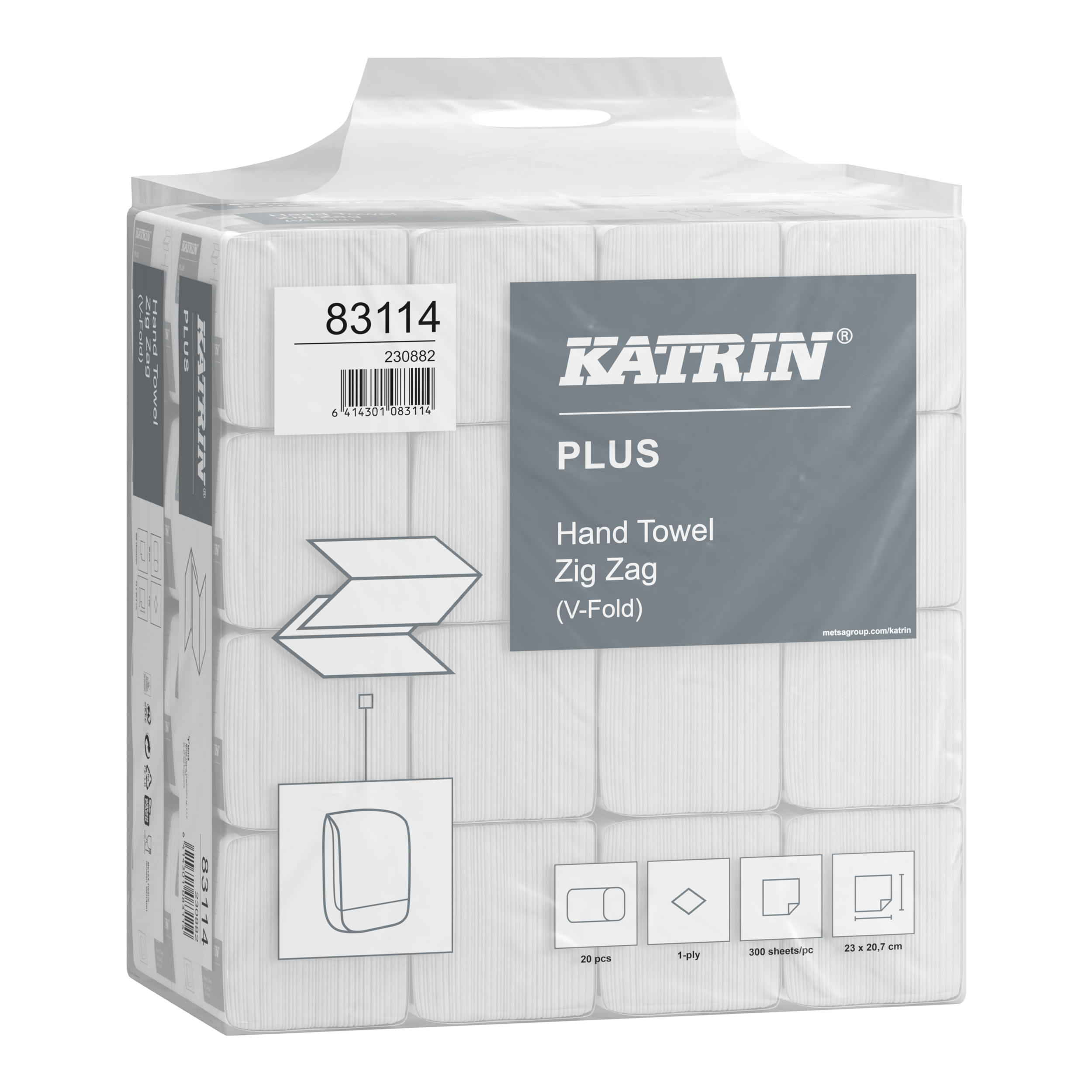 Katrin Plus V-fold Paper Towels Zig Zag 300 Sheets 1-Ply - 2