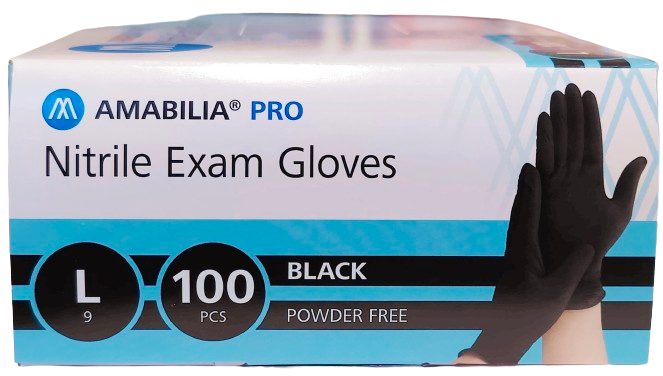 Nitrilhandske  Exam (S, L) Puderfri Svarta – Amabilia® Pro - 4