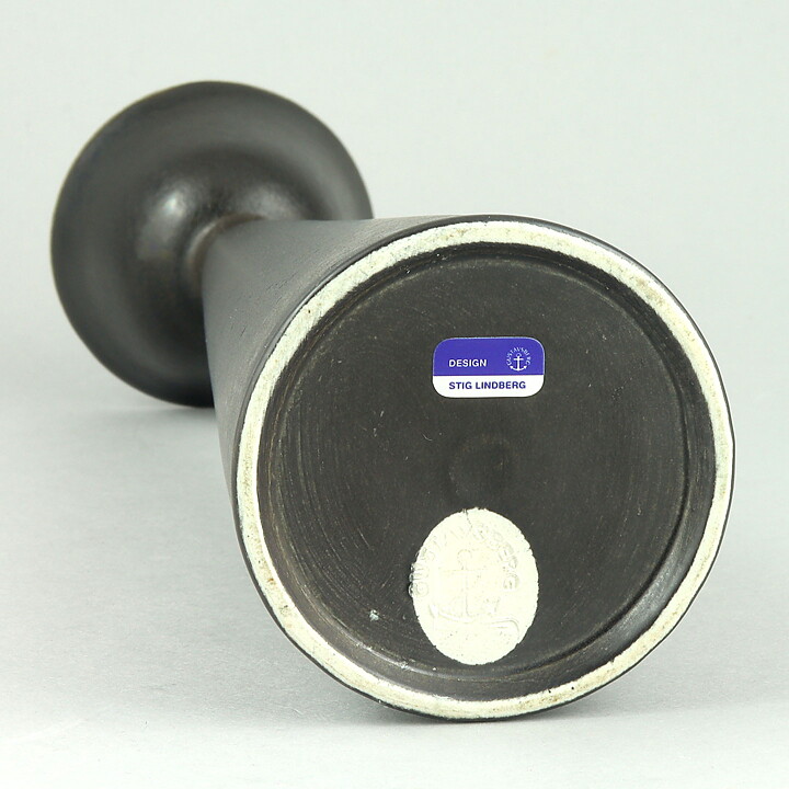 Stig Lindberg (Julius 1959) Black Modern Candleholder 23 cm