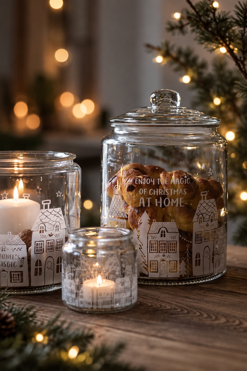 Glass jar with lid for biscuits - Biscuit tin - Glass - 19x20x24 cm