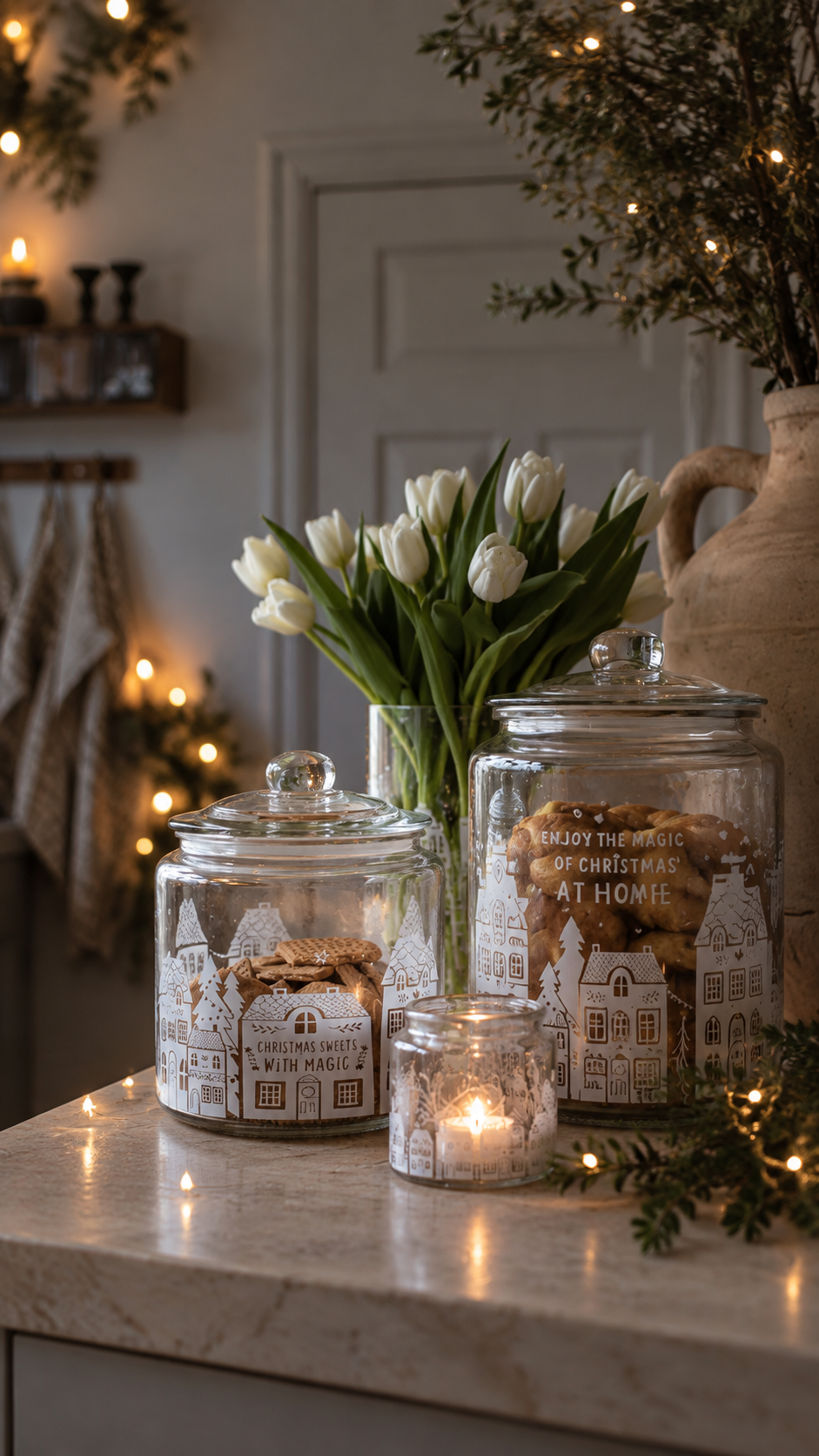 Glass jar with lid for biscuits - Biscuit tin - Glass - 19x20x24 cm - 4