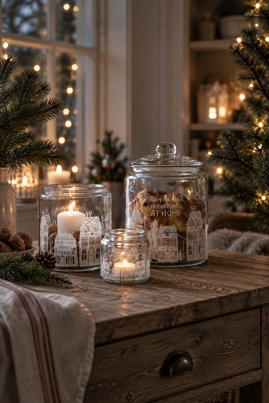 Glass jar with lid for biscuits - Biscuit tin - Glass - 19x20x24 cm - 2