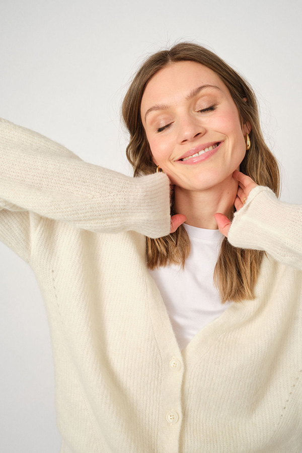 Mos Mosh - MMThora V-neck Knit  Cardigan  Ecru - 6