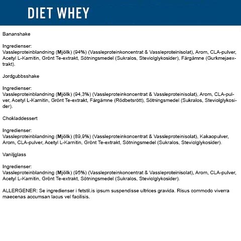 Diet whey 1,8kg ingredienser