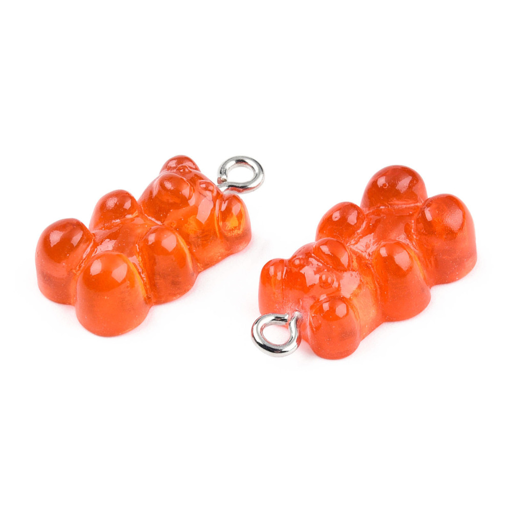 Berlock -  Godis-nalle i resin, Korall - 2