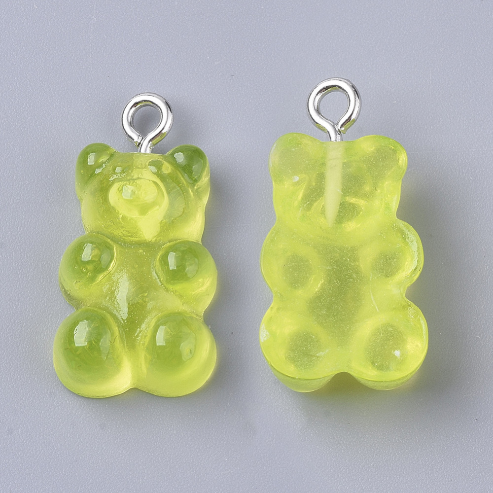 Charm REsin teddybear  Yellowgreen - 2