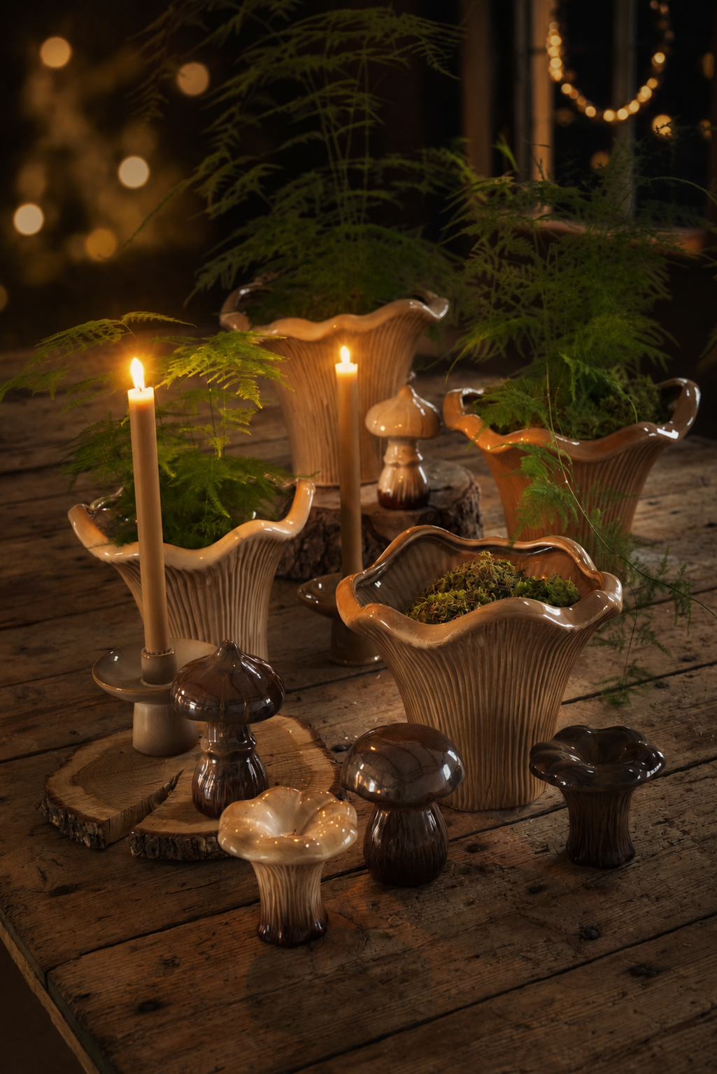 Mushrooms - Beige mottled - Porcelain - 3-pack - 5