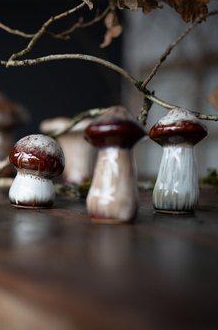 Mushroom - Beige marbled - Porcelain - 2-pack