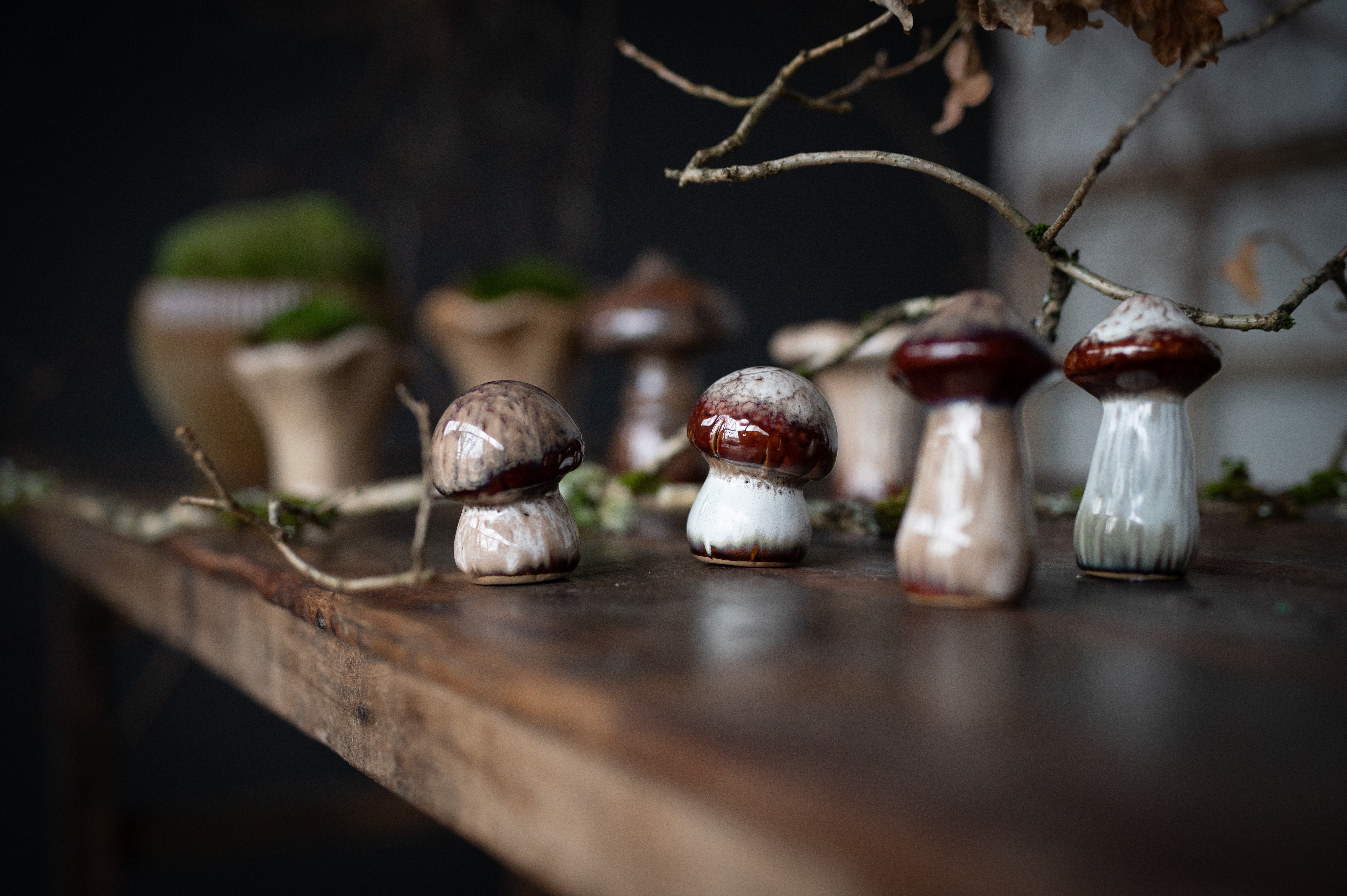 Mushroom - Brown mottled - Porcelain - 2-pack - 4