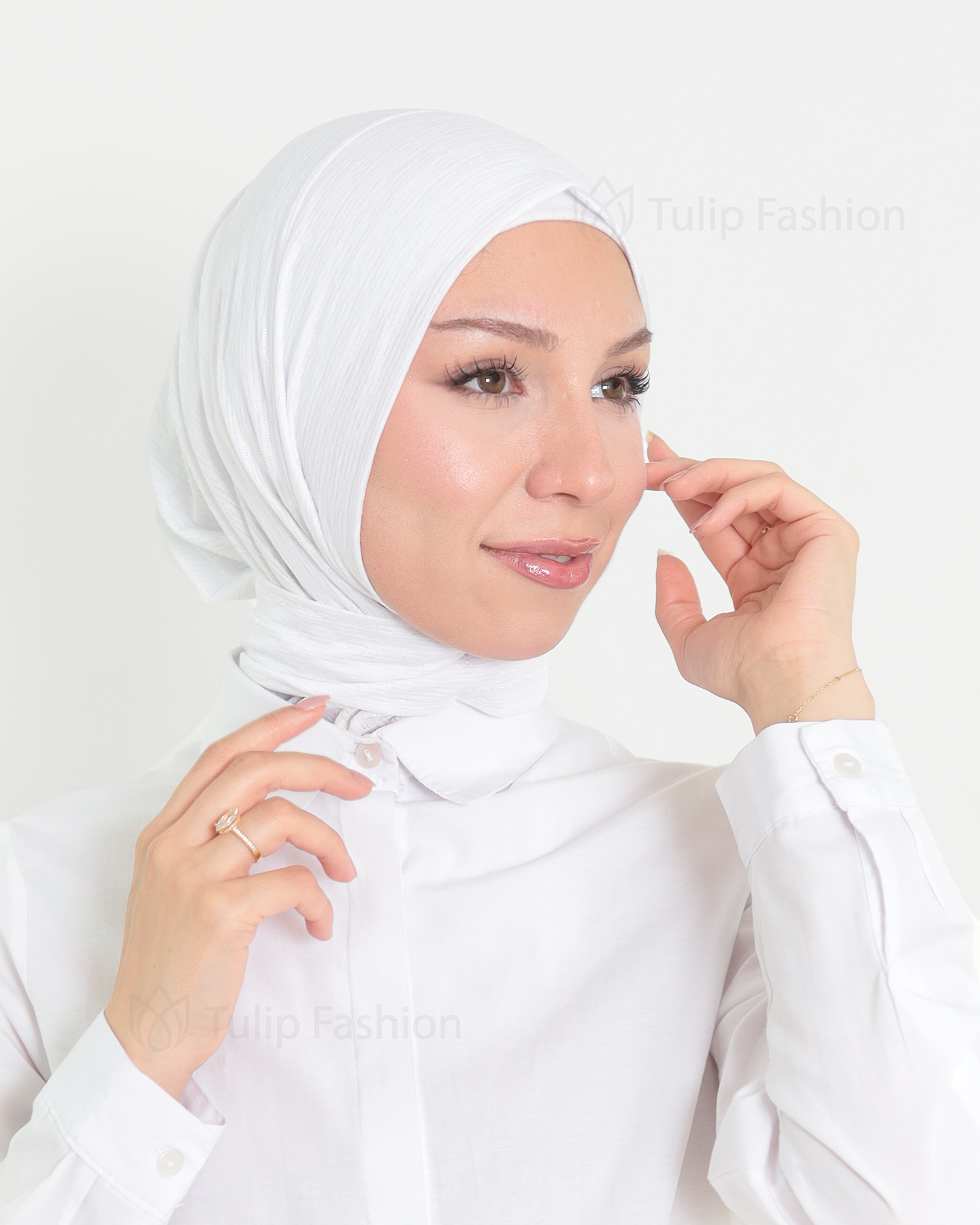 Hijab - instant lycra mottled - White