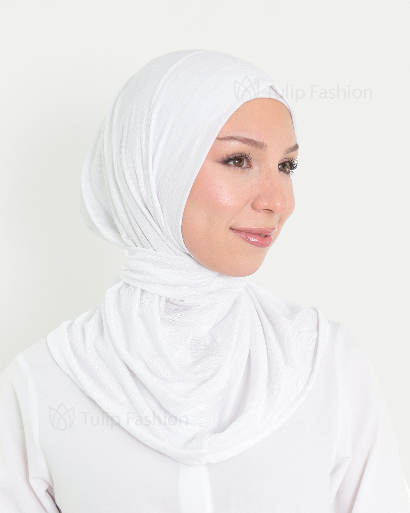 Hijab - instant lycra mottled - White - 3