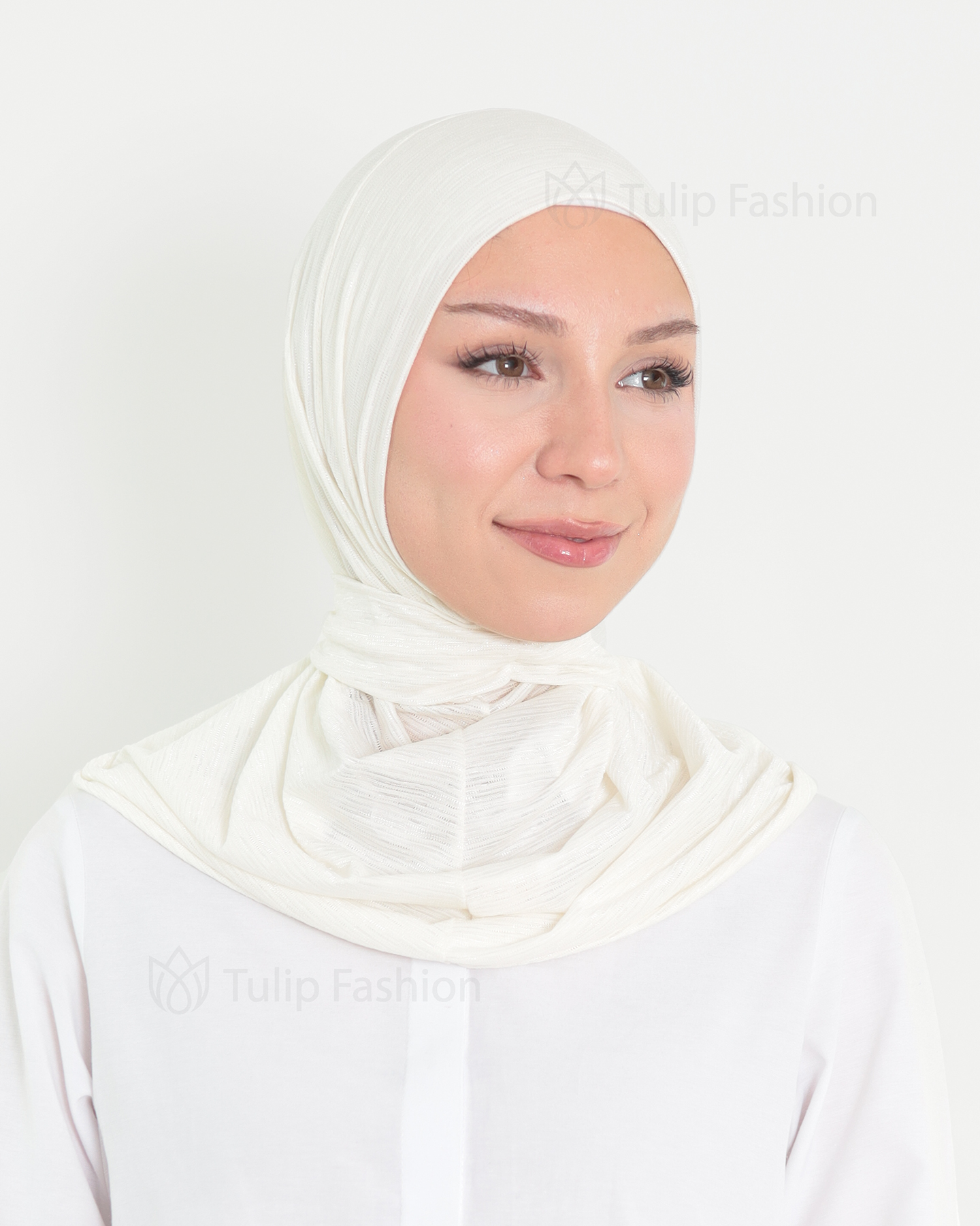 Hijab - instant lycra mottled - Off-White - 3