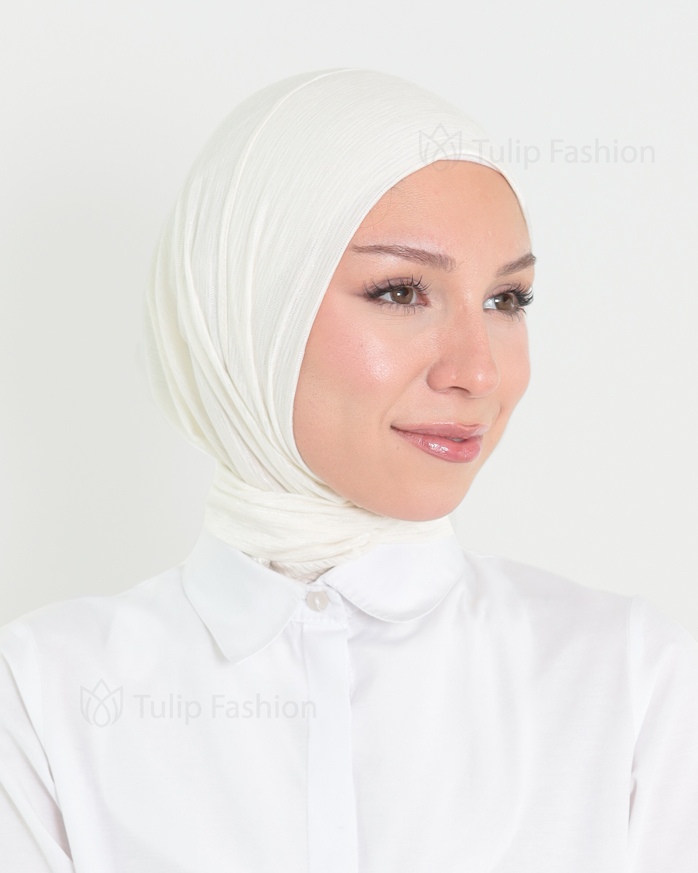 Hijab - instant lycra mottled - Off-White