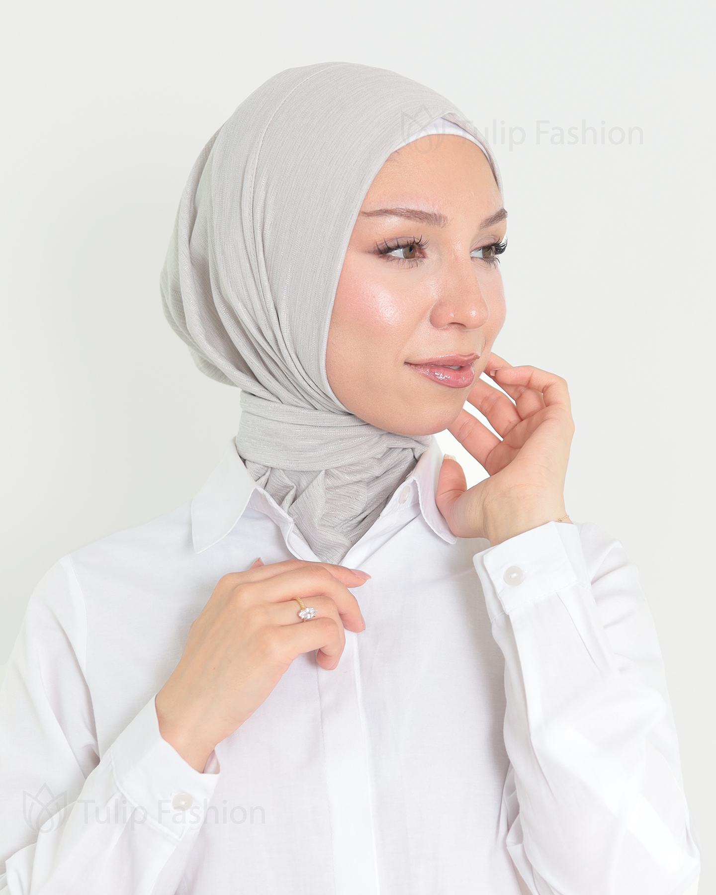 Hijab - instant lycra mottled - Light Gray
