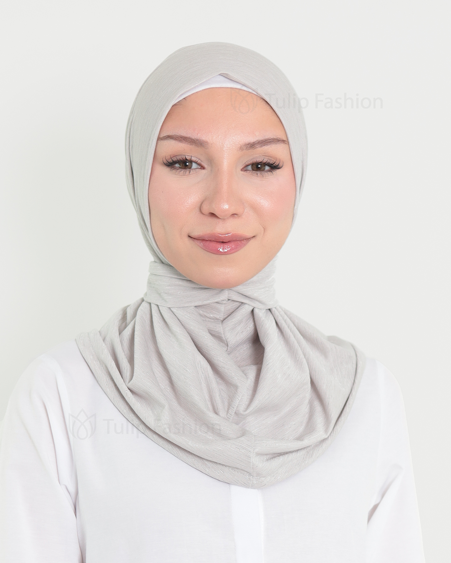 Hijab - instant lycra mottled - Light Gray - 2