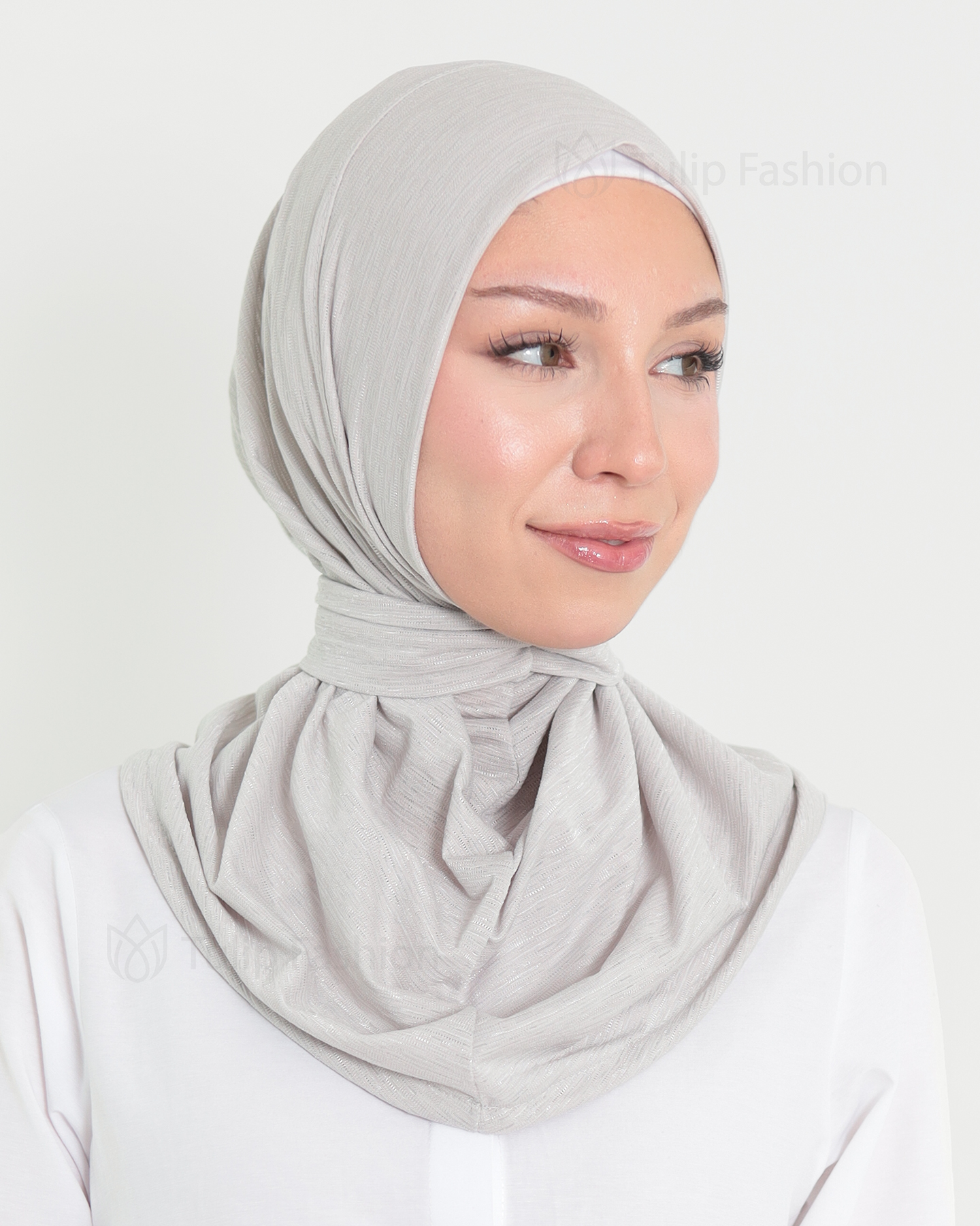 Hijab - instant lycra mottled - Light Gray - 3