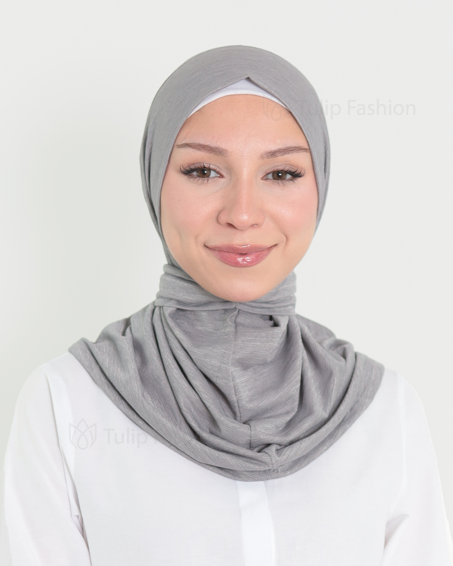 Hijab - instant lycra mottled - Dark Gray - 2
