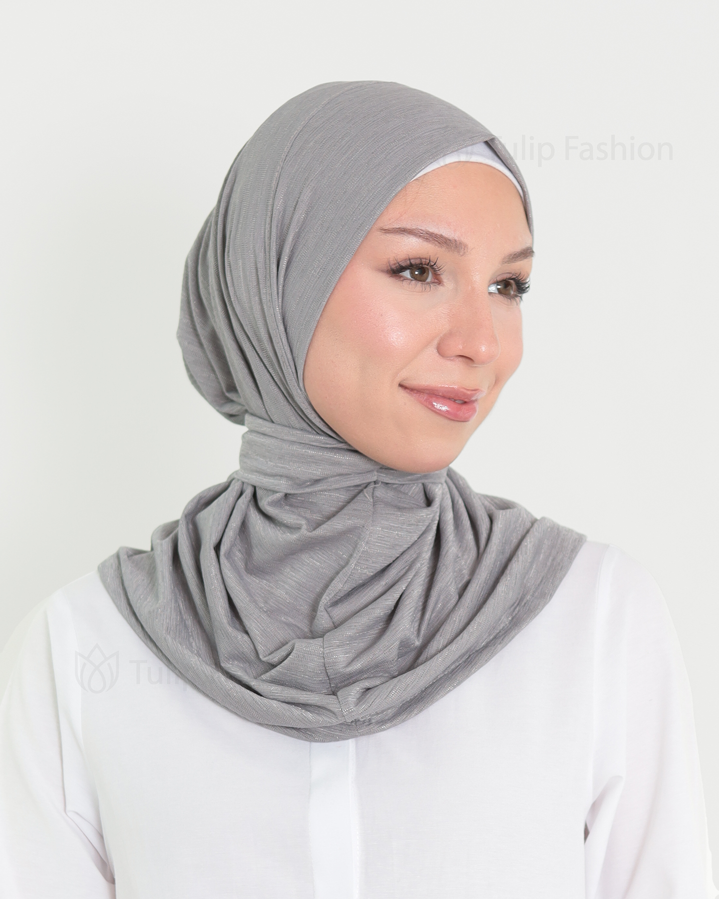 Hijab - instant lycra mottled - Dark Gray - 3