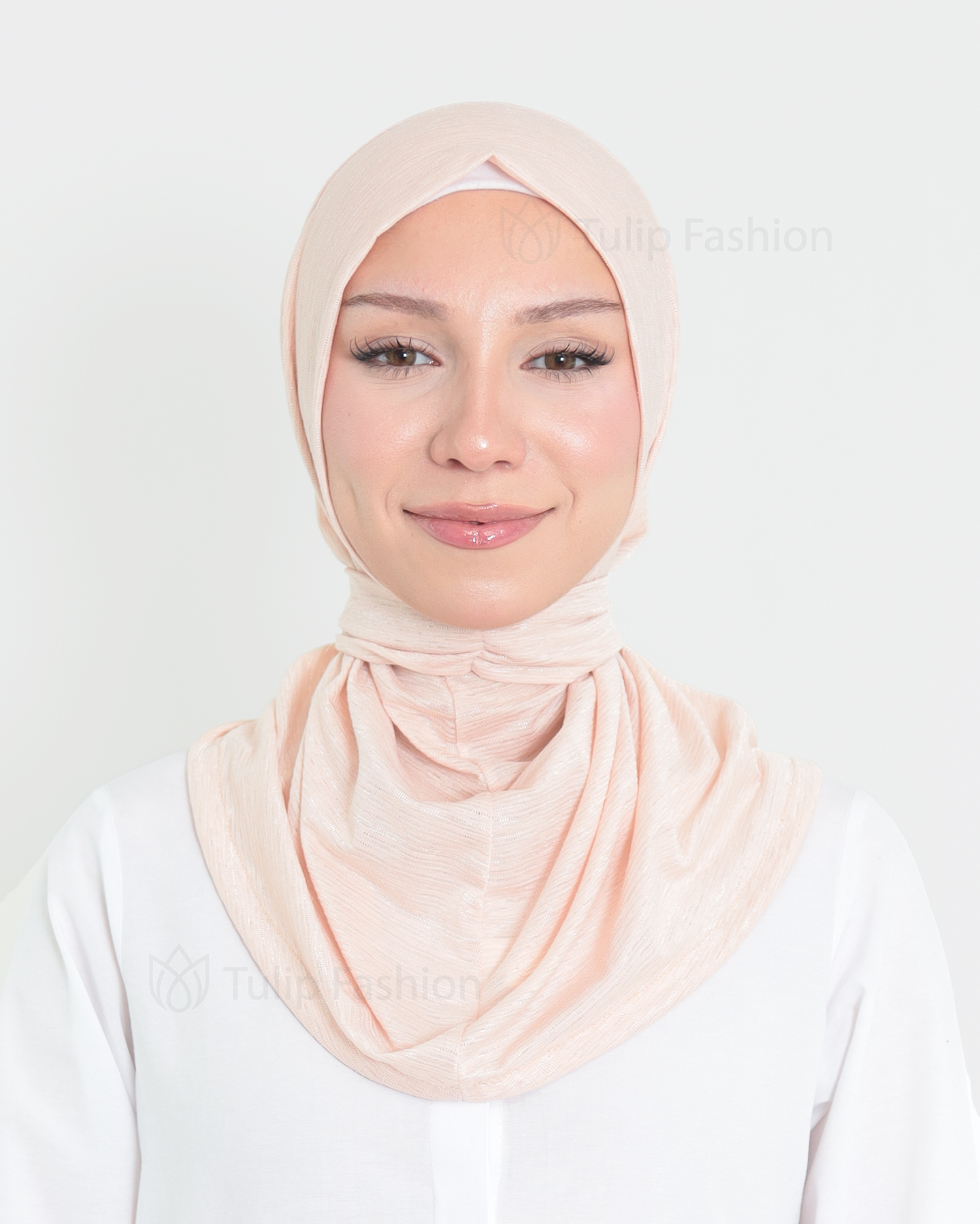 Hijab - instant lycra mottled - Light Pink - 2