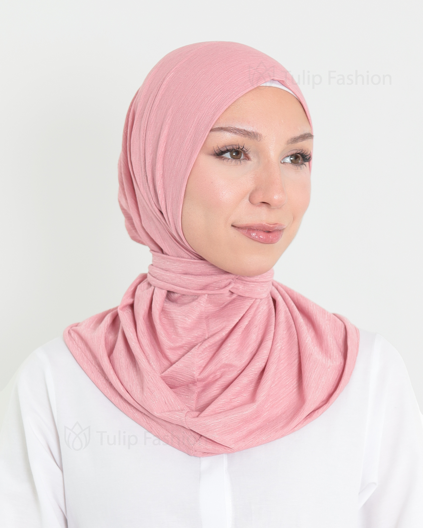 Hijab - instant lycra mottled - Pink - 3
